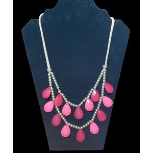 PINK And Gold tone Beaded Necklace